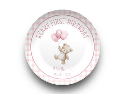 Girl Beary First Birthday Plate