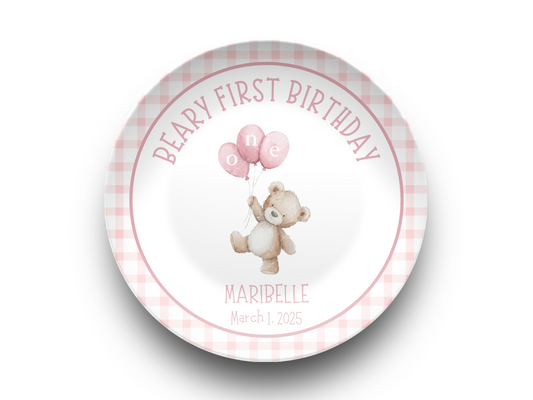 Girl Beary First Birthday Plate