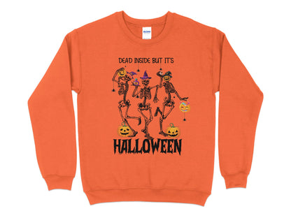 Halloween Sweatshirt, Dead Inside But It's Halloween, Halloween Crew Neck - Mardonyx Sweatshirt S / Orange