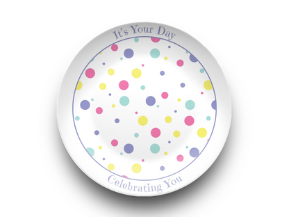It’s Your Day” Celebration Plate – Reusable Plastic Plate for Birthdays, Anniversaries, Special Occasions – 10.5" Keepsake Gift Plate with Gold Lettering – Dishwasher Safe