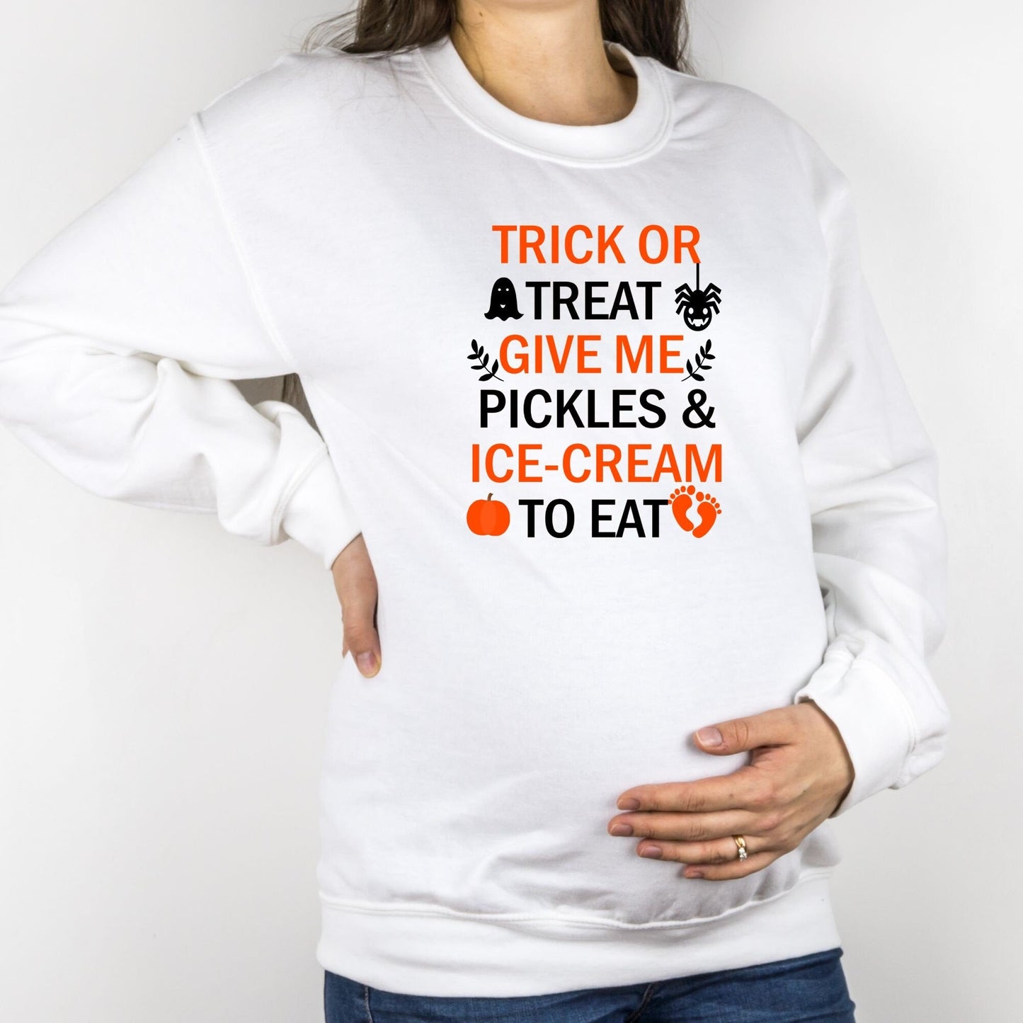 Trick or Treat Pickles and Ice Cream T-Shirt, Halloween Shirt, Women's Halloween Tee, Cute Fall Shirt, Food Trick or Treat, Trick or Treat