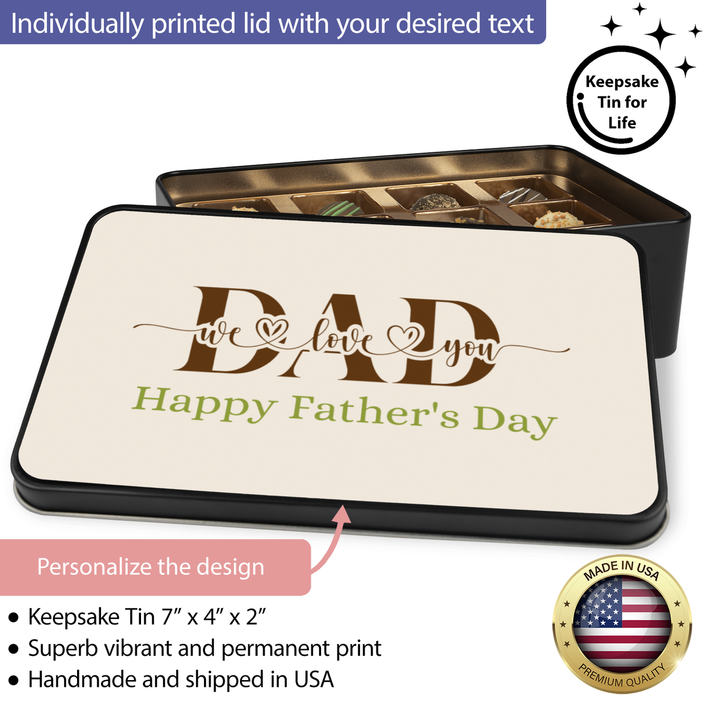 Happy Father's Day Dad We Love You Chocolate Truffles Gift Box, Gift for Dad - Mardonyx Candy