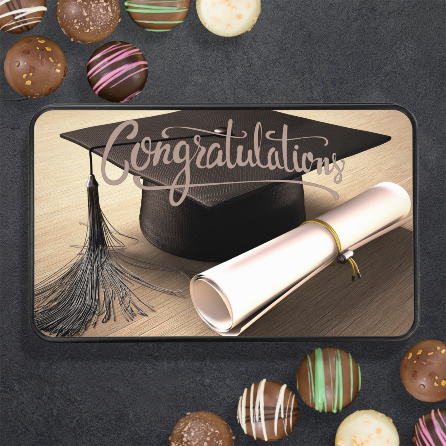Congratulations Grad Truffle Box - Assorted Flavors in Commemorative Keepsake Tin