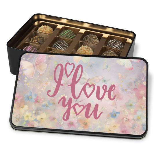 I Love You Butterfly Truffle Box - Assorted Flavors in Charming Keepsake Tin