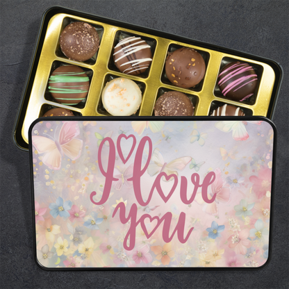 I Love You Butterfly Truffle Box - Assorted Flavors in Charming Keepsake Tin