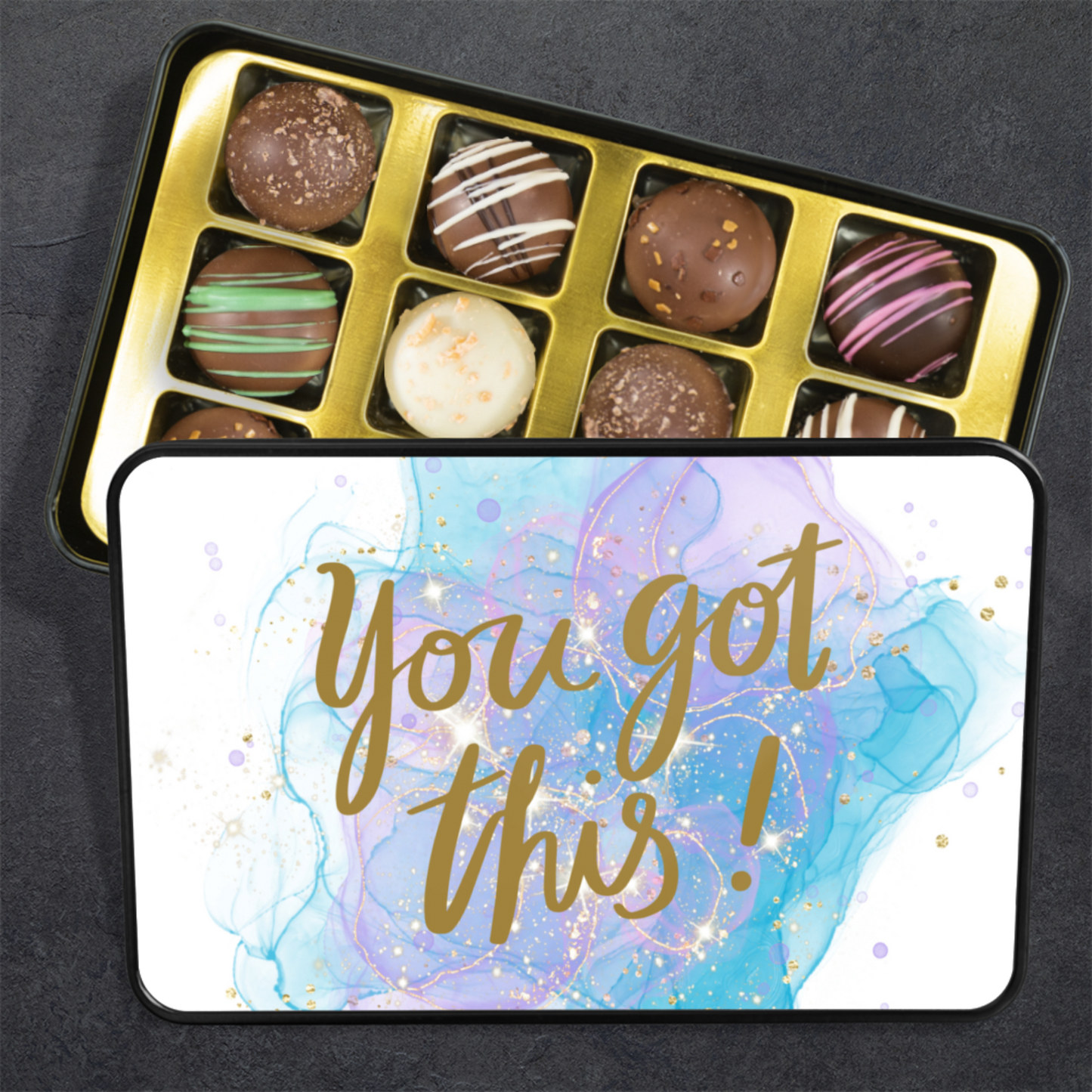 You Got This! Motivational Truffle Box - Assorted Flavors in Vibrant Keepsake Tin