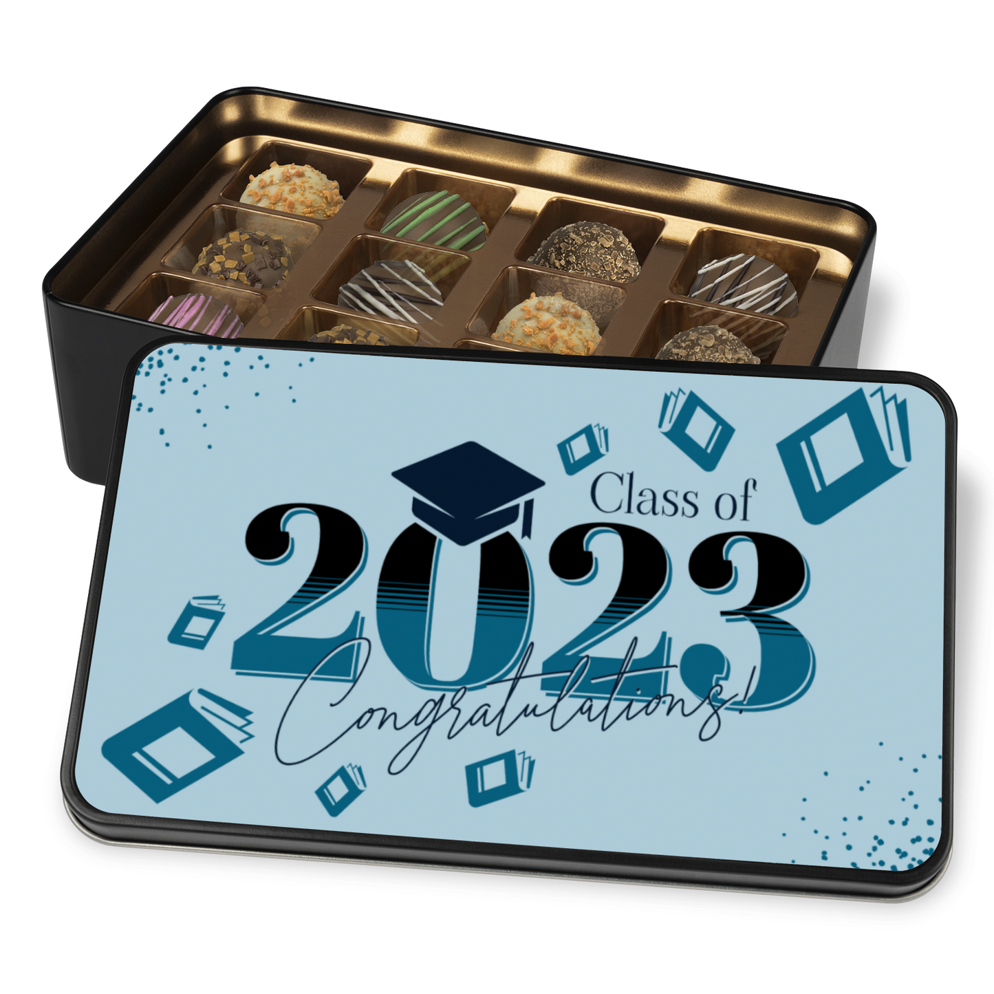 Class of 2023 Graduation Truffle Box - Assorted Flavors in Celebratory Keepsake Tin