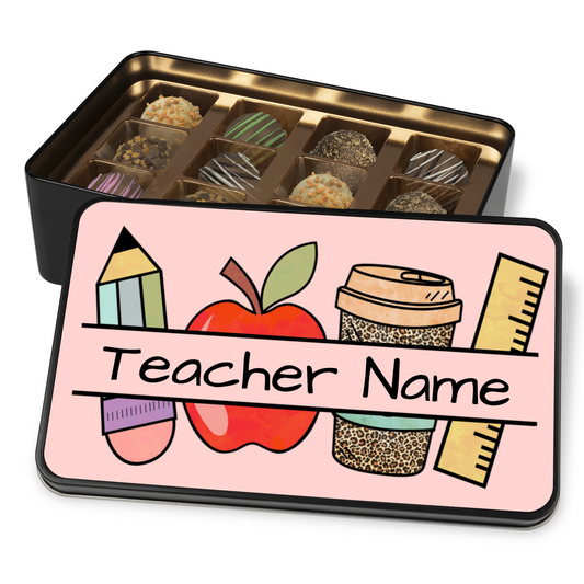 Chocolate Truffles Teacher Appreciation Gift, Teacher End of Year Gift, Keepsake Tin for Teacher's Desk - Mardonyx Candy