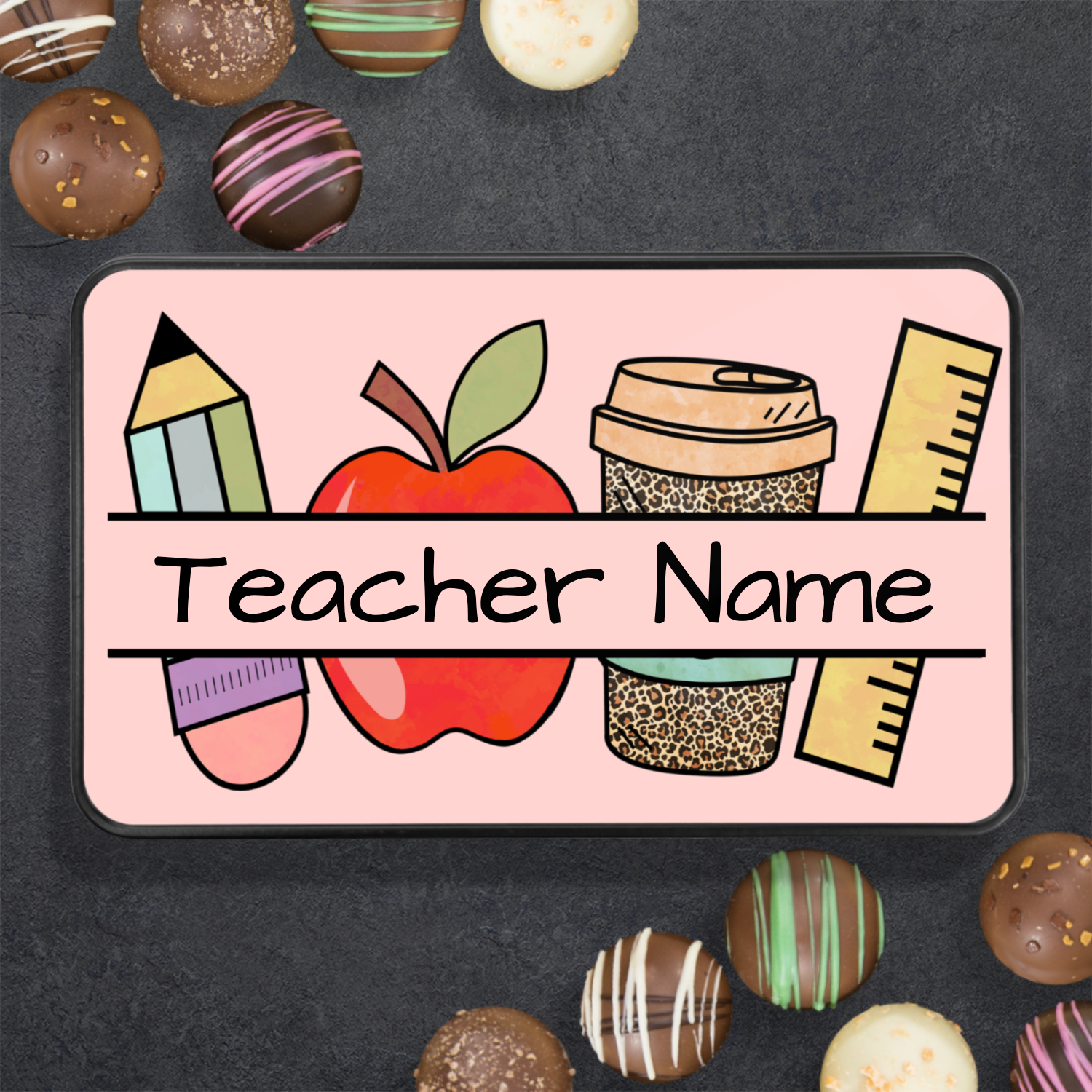 Chocolate Truffles Teacher Appreciation Gift, Teacher End of Year Gift, Keepsake Tin for Teacher's Desk - Mardonyx Candy