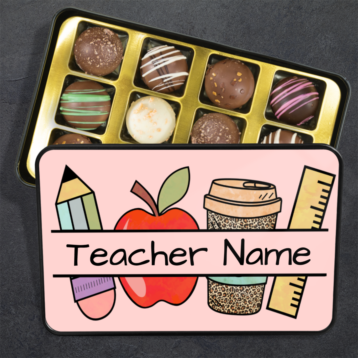 Chocolate Truffles Teacher Appreciation Gift, Teacher End of Year Gift, Keepsake Tin for Teacher's Desk - Mardonyx Candy