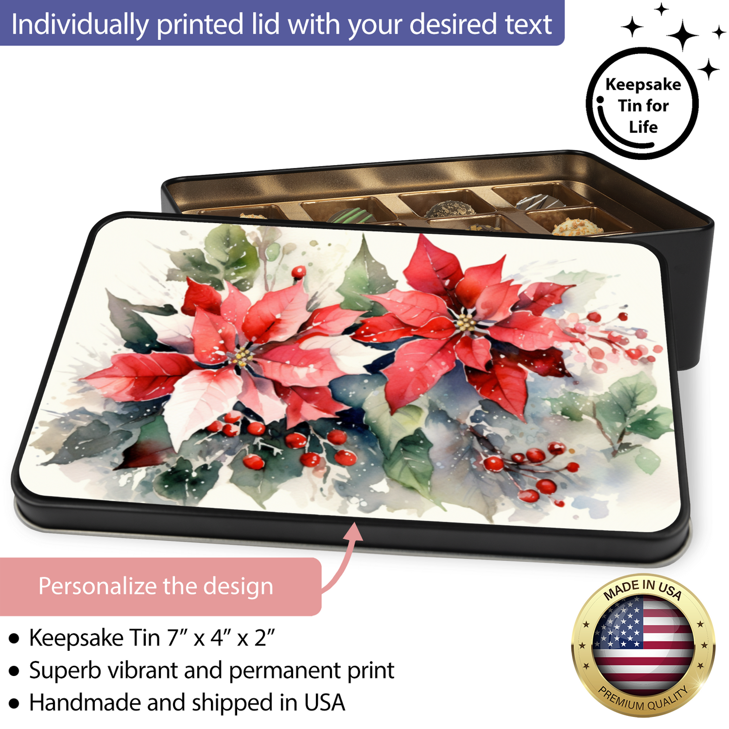 Poinsettia Watercolor Chocolate Truffles: Decadence in a Keepsake Tin