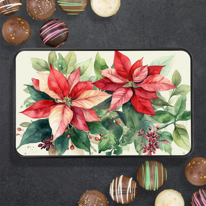 Artistic Poinsettia Chocolate Truffles: Indulgence in a Stunning Tin - Mardonyx Candy