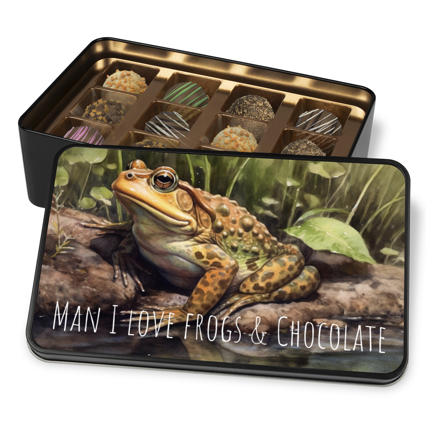 Man I Love Frogs Chocolate Truffles Keepsake Tin
