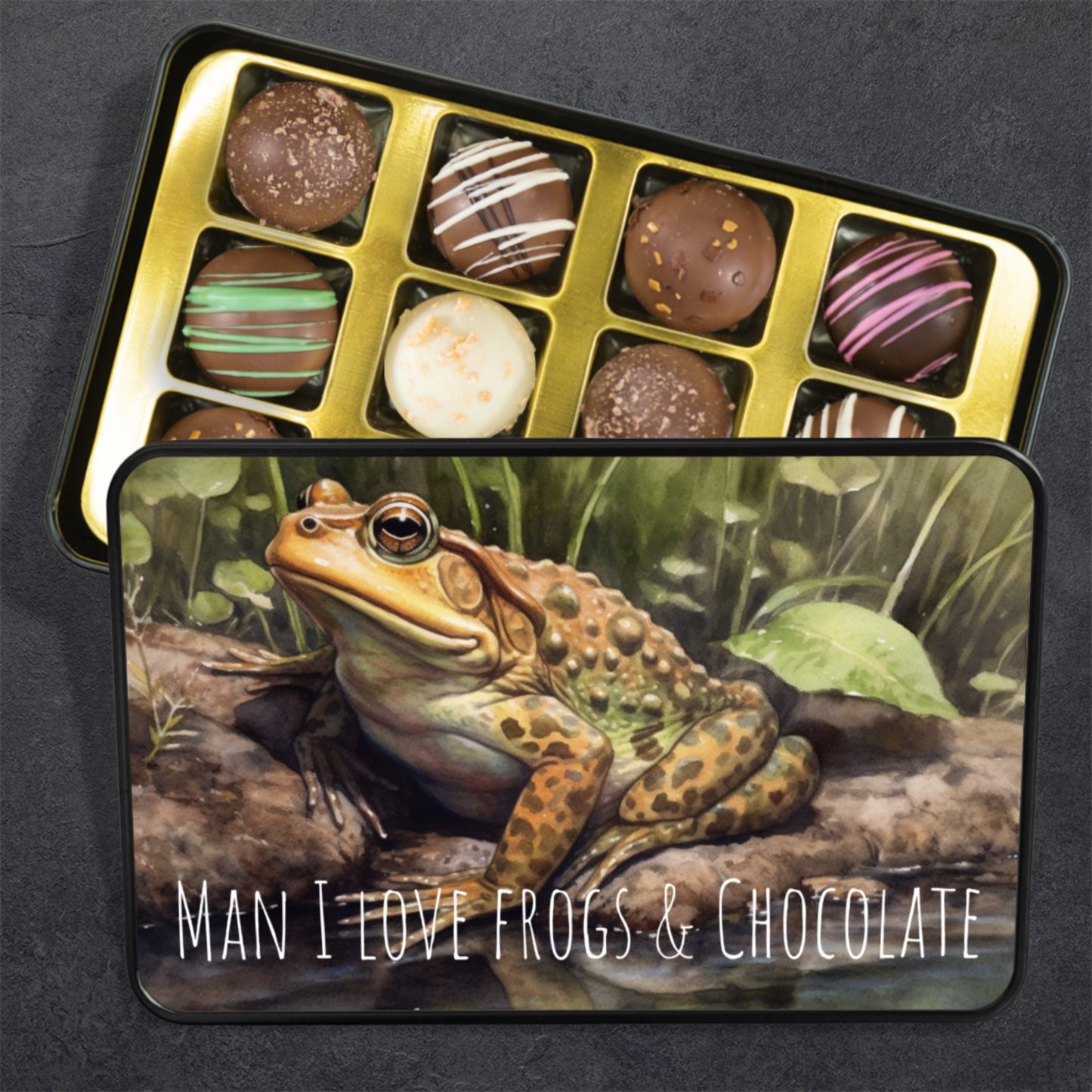 Man I Love Frogs Chocolate Truffles Keepsake Tin