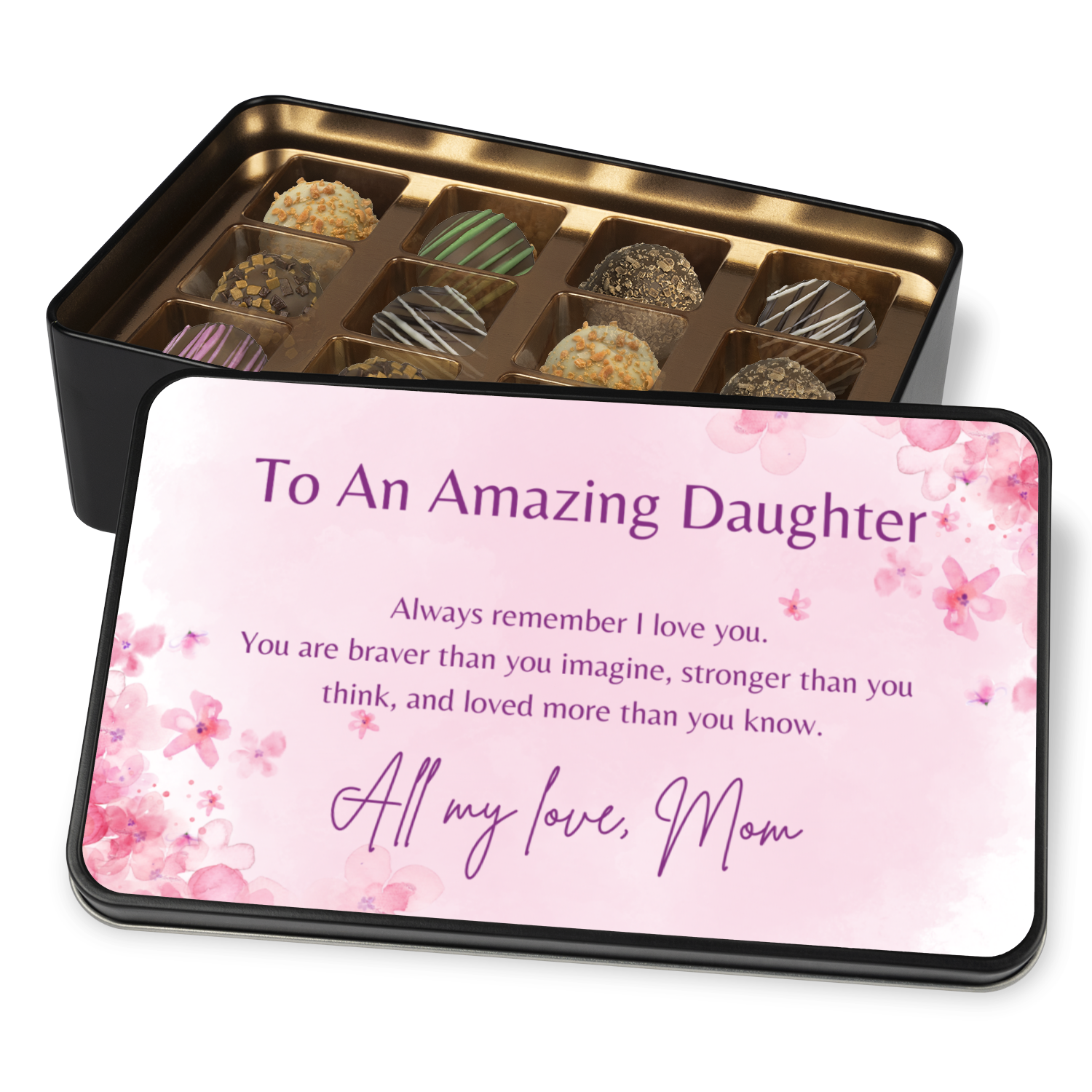 To My Amazing Daughter" Chocolate Truffles Gift Tin - Mardonyx Candy