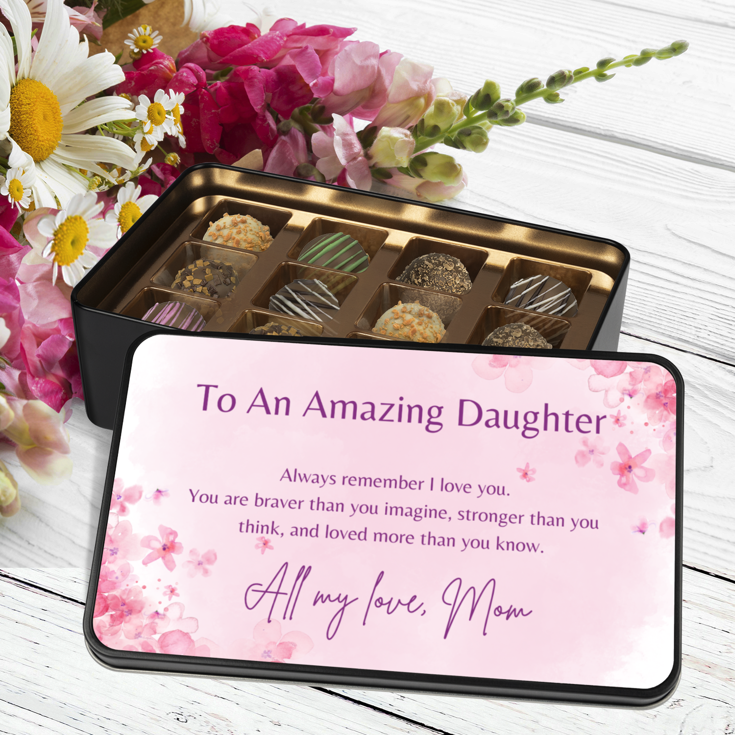 To My Amazing Daughter" Chocolate Truffles Gift Tin - Mardonyx Candy