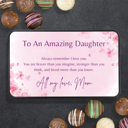 To My Amazing Daughter" Chocolate Truffles Gift Tin - Mardonyx Candy