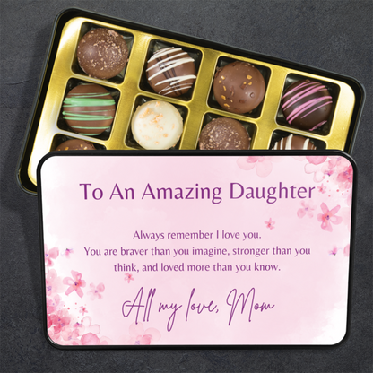 To My Amazing Daughter" Chocolate Truffles Gift Tin - Mardonyx Candy