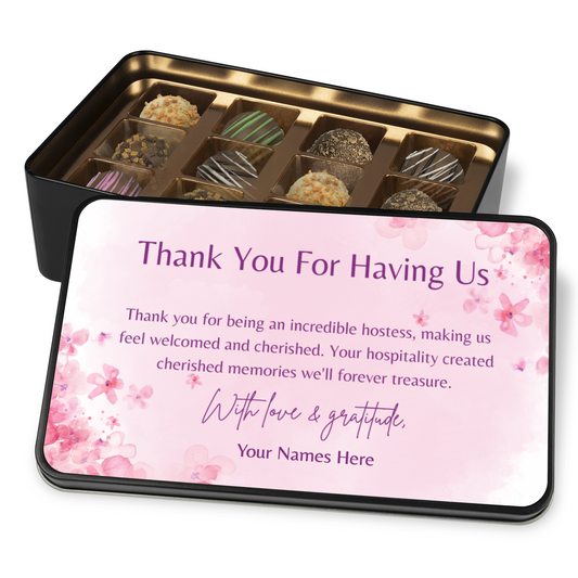 Hostess Gift Idea, Chocolate Truffles Hostess Gift, Thank You For Having Us, Gift for Host