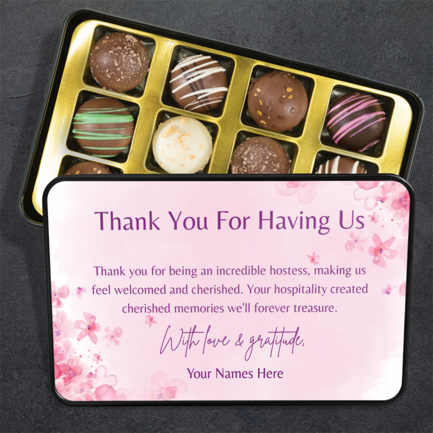Hostess Gift Idea, Chocolate Truffles Hostess Gift, Thank You For Having Us, Gift for Host