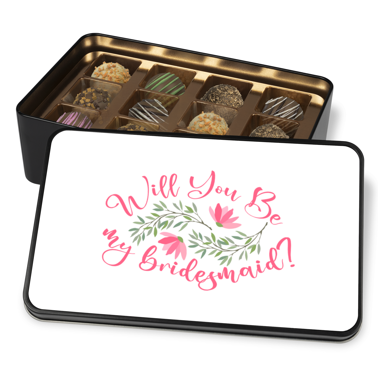 Bridesmaid Proposal Gift, Will You Be My Bridesmaid Chocolate Truffle Keepsake Gift Box - Mardonyx Candy