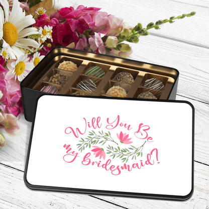 Bridesmaid Proposal Gift, Will You Be My Bridesmaid Chocolate Truffle Keepsake Gift Box - Mardonyx Candy