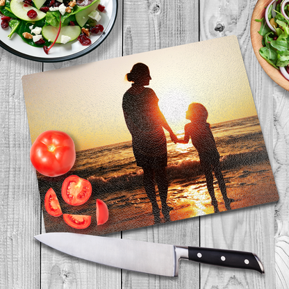 Personalized Photo Glass Cutting Serving Board, Custom Charcuterie Platter