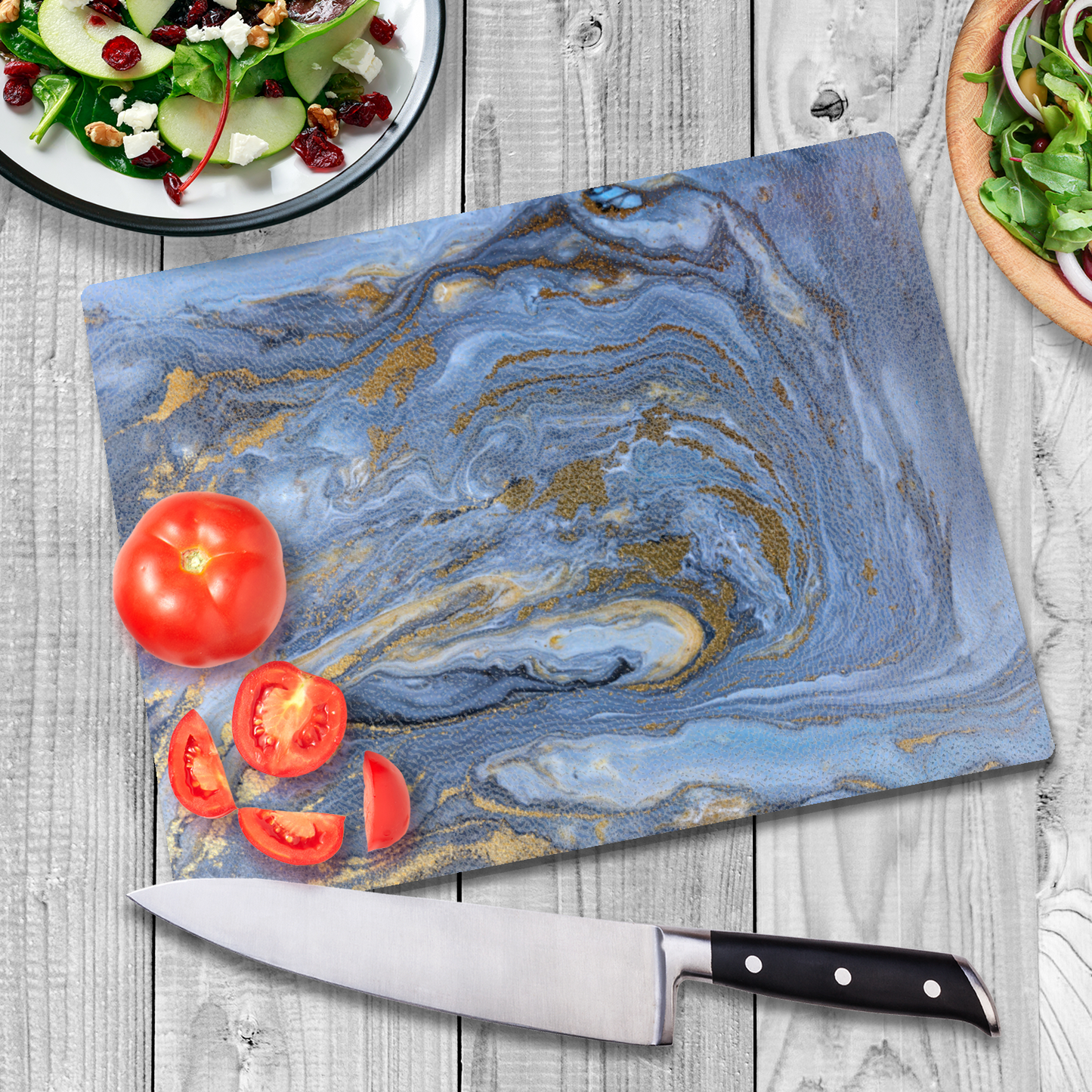 Geode Style Blue Tempered Glass Cutting Chopping Charcuterie Board