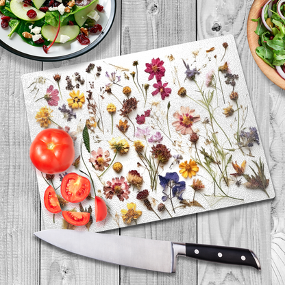 Wildflower Tempered Glass Cutting Board