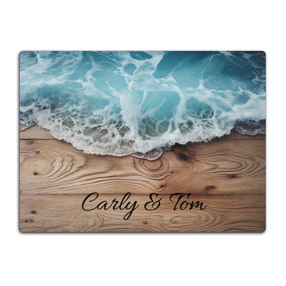 Personalized Ocean Cutting Board, Custom Tempered Glass Charcuterie Tray Board