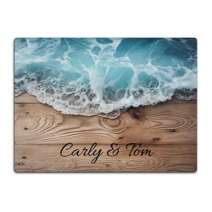 Personalized Ocean Cutting Board, Custom Tempered Glass Charcuterie Tray Board