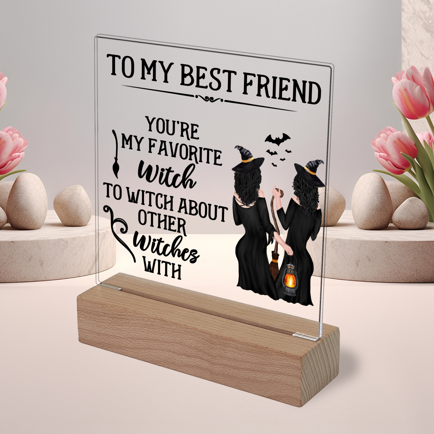 Halloween Gift for Best Friend To My Favorite Witch Best Friend Acrylic Plaque and Night Light - Mardonyx