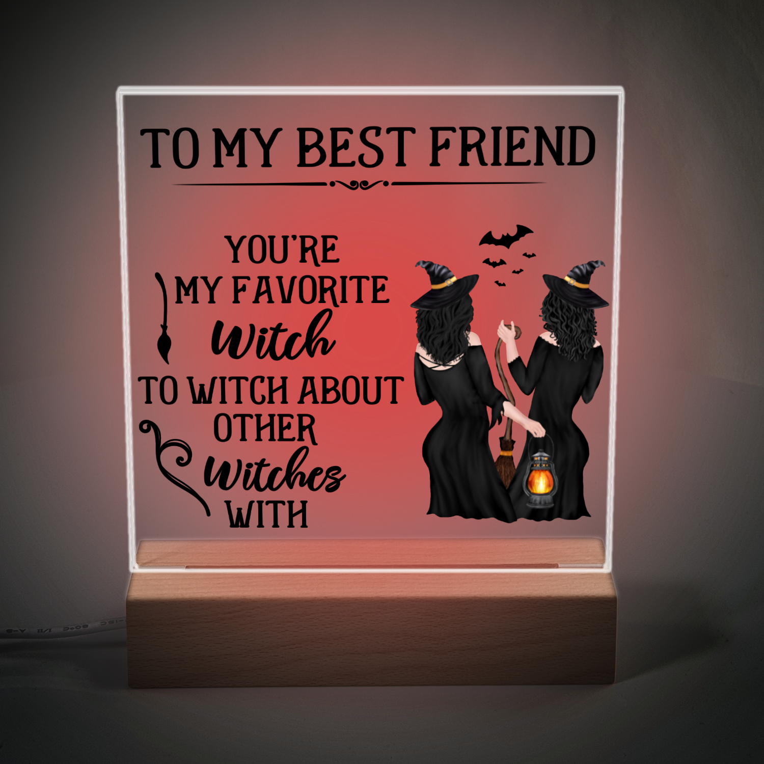 Halloween Gift for Best Friend To My Favorite Witch Best Friend Acrylic Plaque and Night Light - Mardonyx