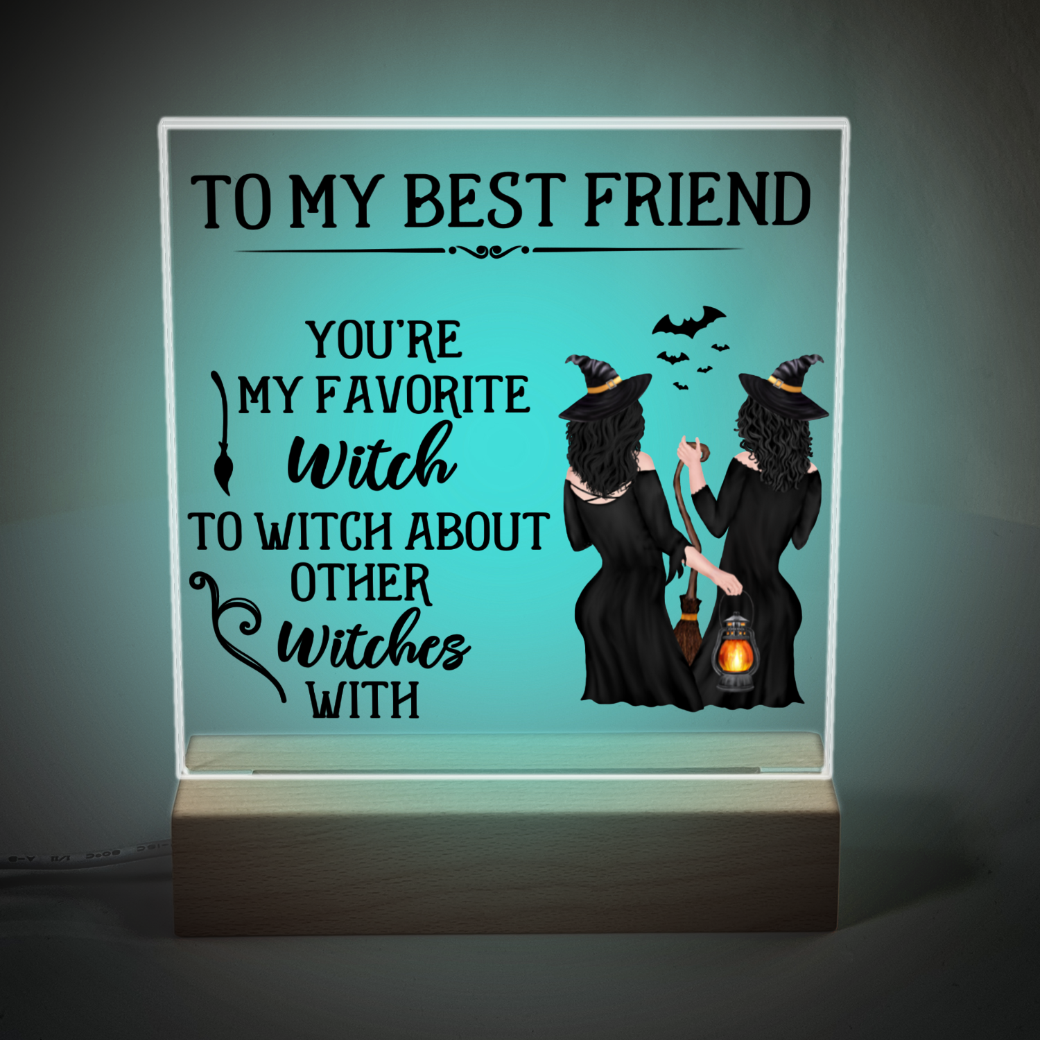 Halloween Gift for Best Friend To My Favorite Witch Best Friend Acrylic Plaque and Night Light - Mardonyx