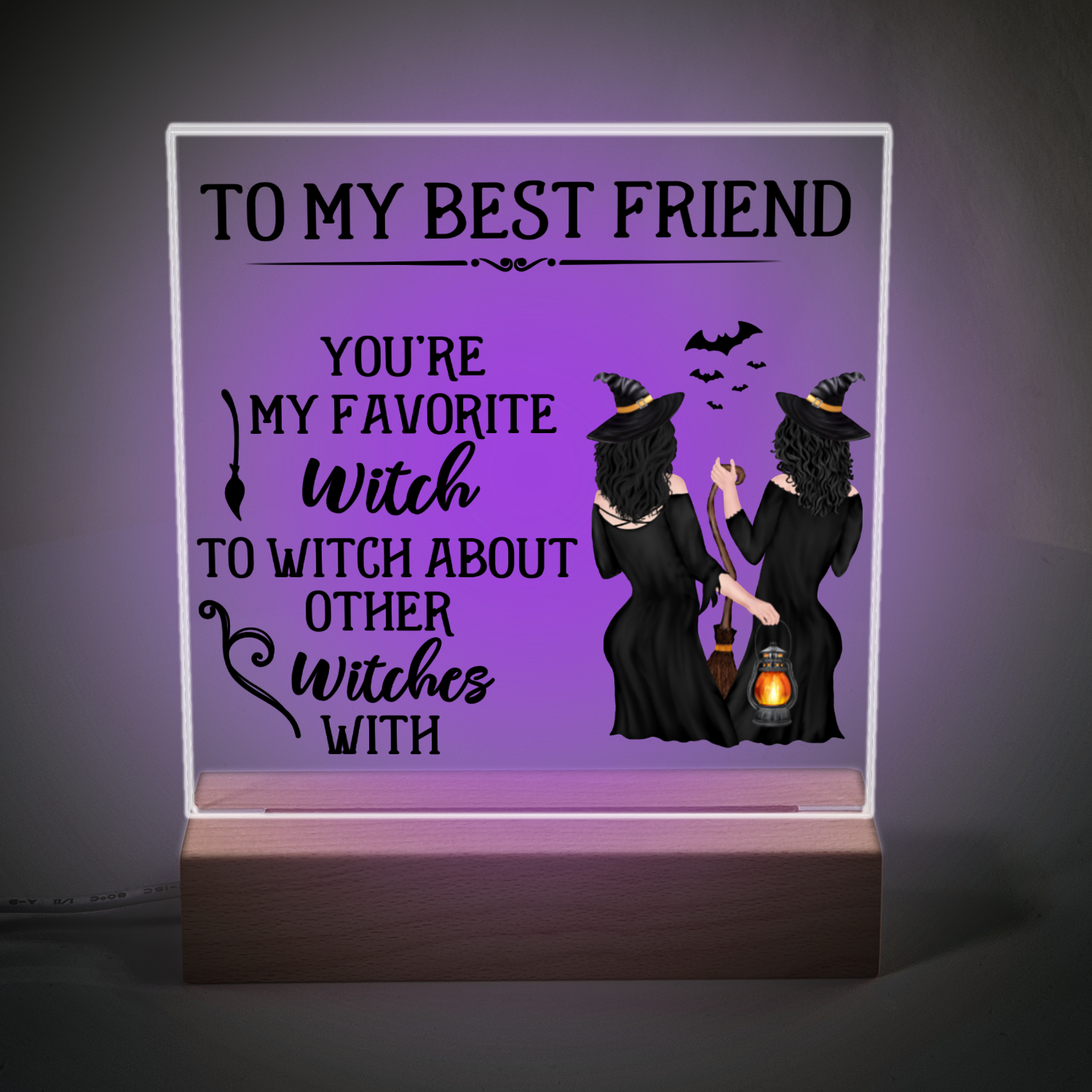 Halloween Gift for Best Friend To My Favorite Witch Best Friend Acrylic Plaque and Night Light - Mardonyx