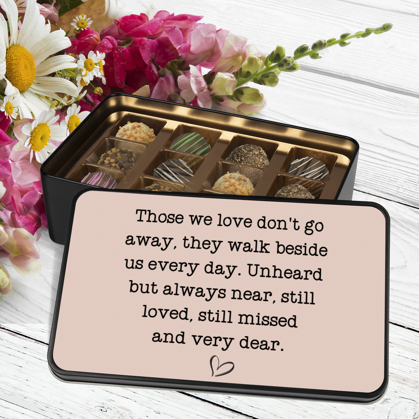 Chocolate Truffles Sympathy Gift, Bereavement Gift, Loss of Loved One Memorial Gift, Keepsake Tin - Mardonyx Candy