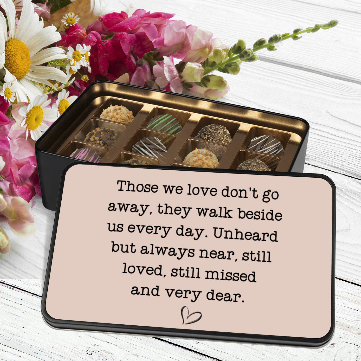 Chocolate Truffles Sympathy Gift, Bereavement Gift, Loss of Loved One Memorial Gift, Keepsake Tin - Mardonyx Candy