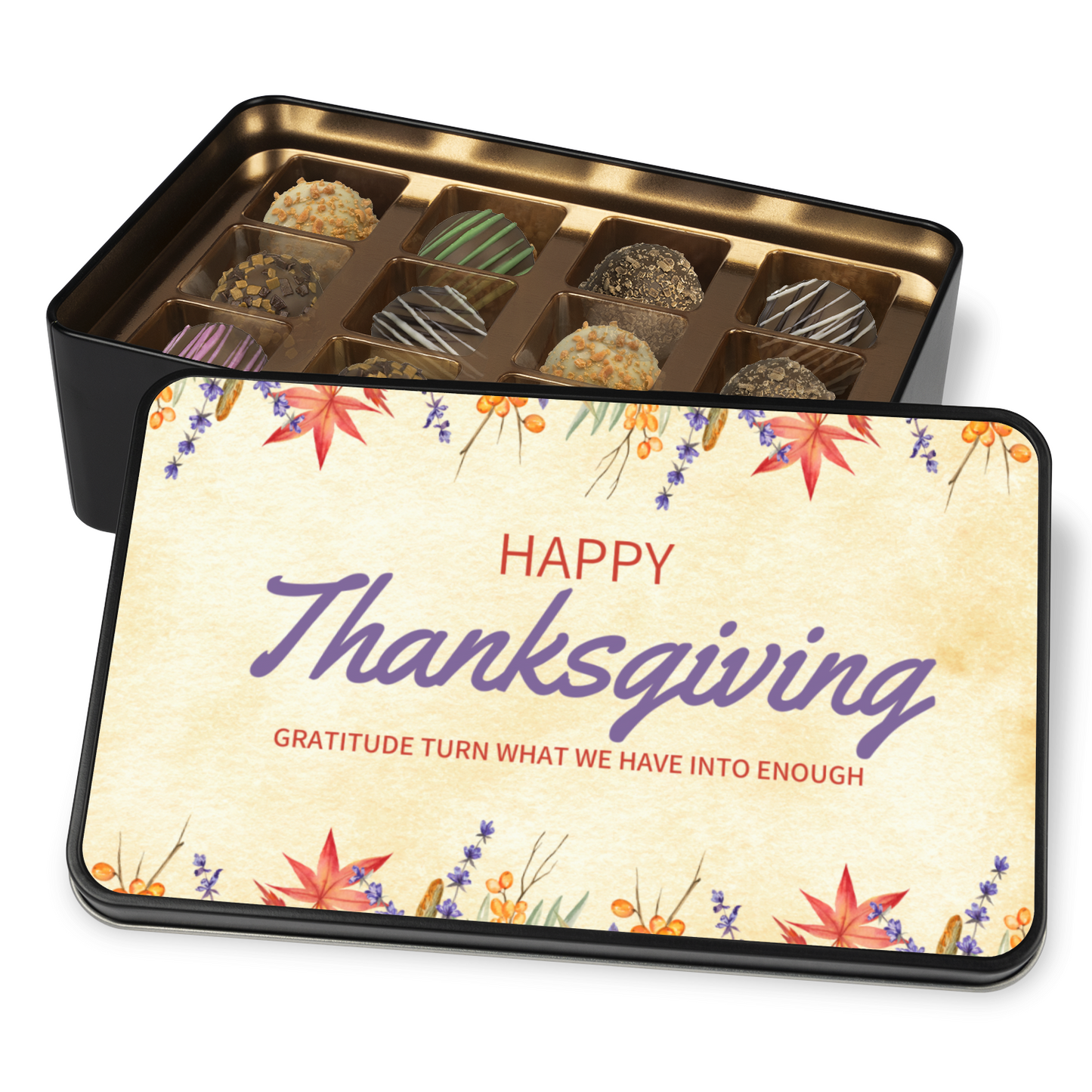 Happy Thanksgiving Chocolate Truffle Gift Box and Keepsake Tin - Mardonyx Candy