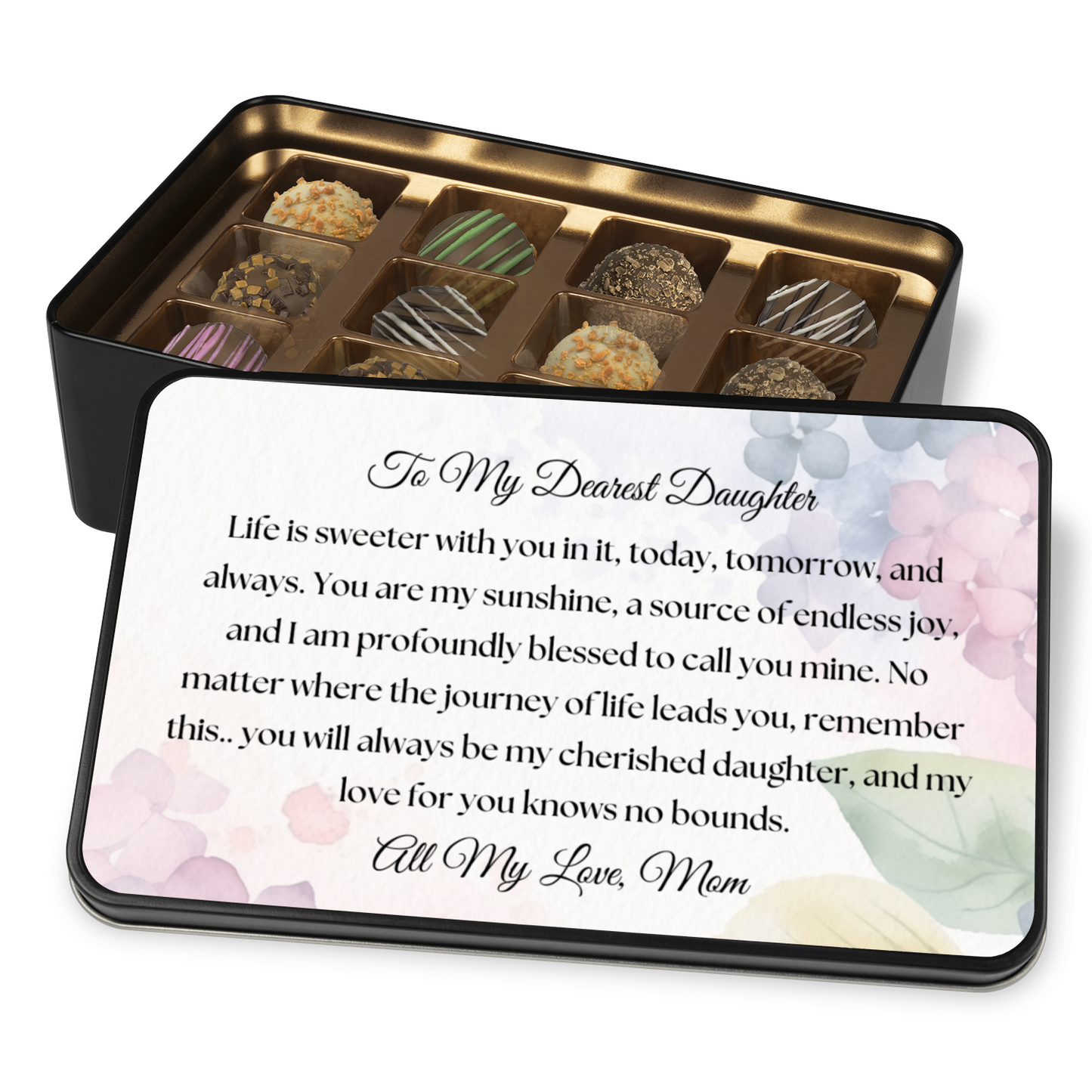 My  Dearest Daughter Gift Tin  Chocolate Box With 12 Chocolate Truffles