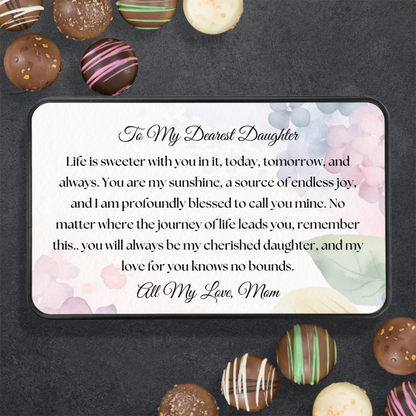 My  Dearest Daughter Gift Tin  Chocolate Box With 12 Chocolate Truffles