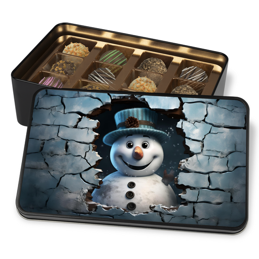 Christmas Snowman Chocolate Truffles Keepsake Tin, Chocolate Gift Box