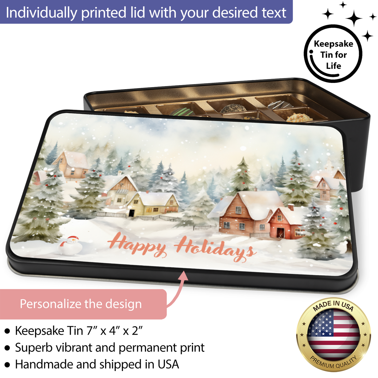 Christmas Happy Holidays Chocolate Truffles Gift Box, Christmas Keepsake, Chocolate Gift
