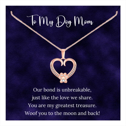 Dog Mom Paw Heart Necklace, Gift for Dog Mom From the Dog - Mardonyx Jewelry