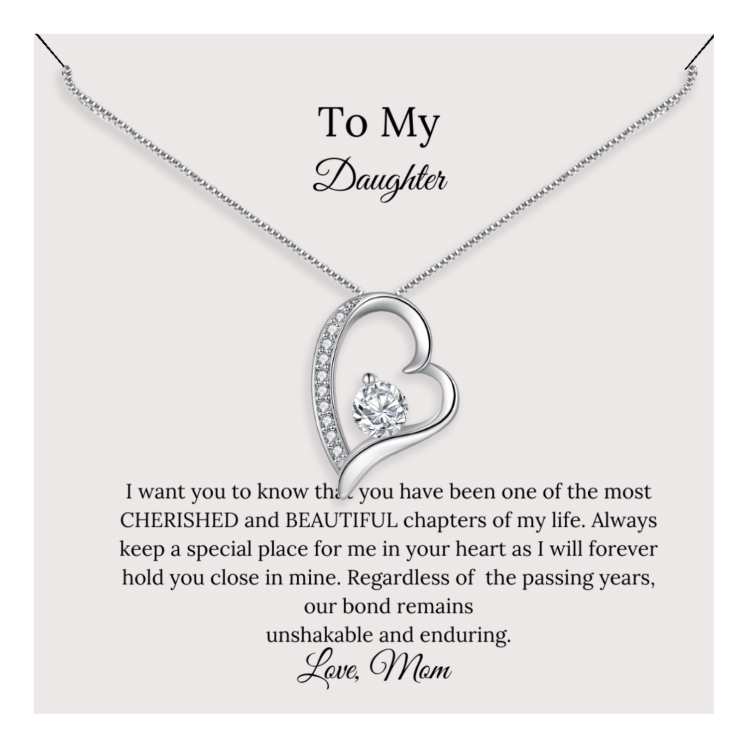 To My Daughter Necklace, Forever Love Necklace, Daughter Necklace, Daughter Gift From Mom - Mardonyx Jewelry Eternal Heart