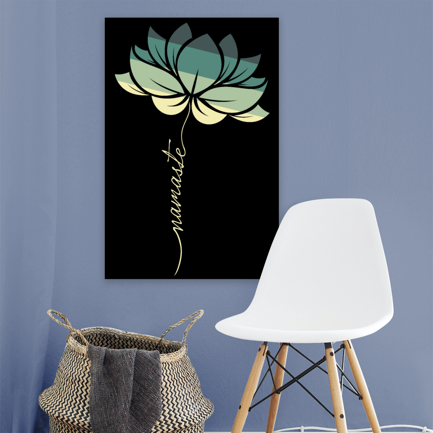 Zen Room Wall Decor Namaste Lotus Flower Canvas Art Work