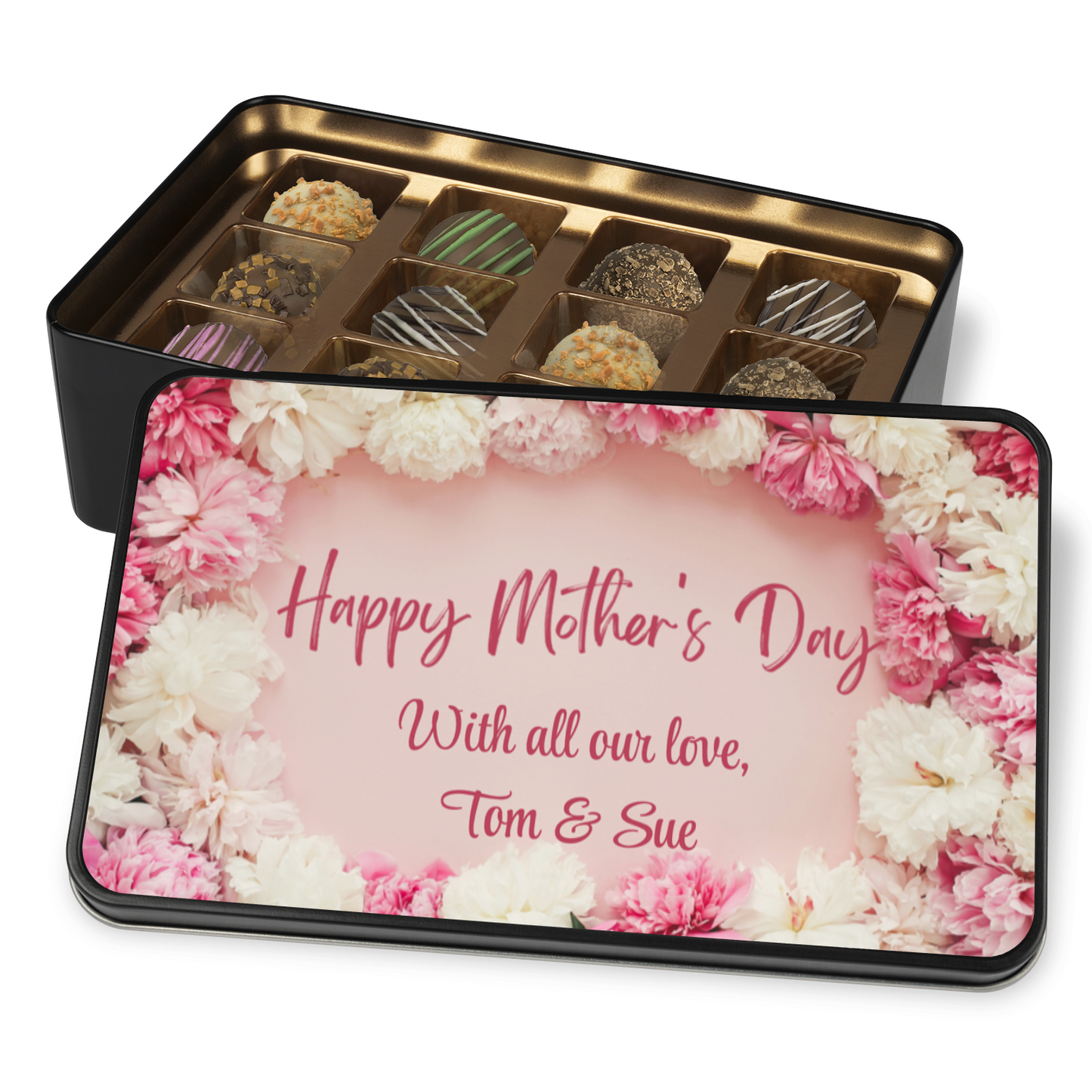 Personalized Mother's Day Chocolate Truffles and Keepsake Tin