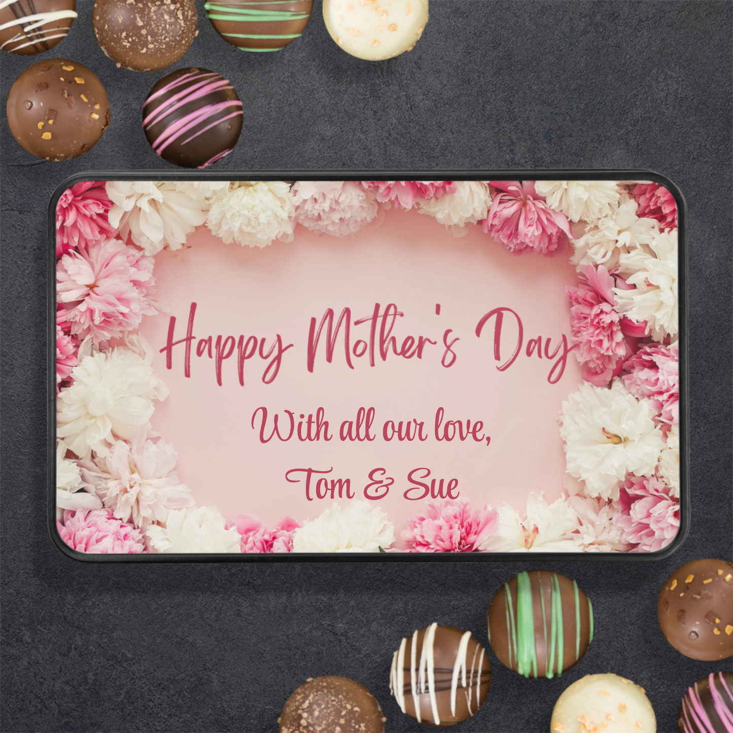 Personalized Mother's Day Chocolate Truffles and Keepsake Tin