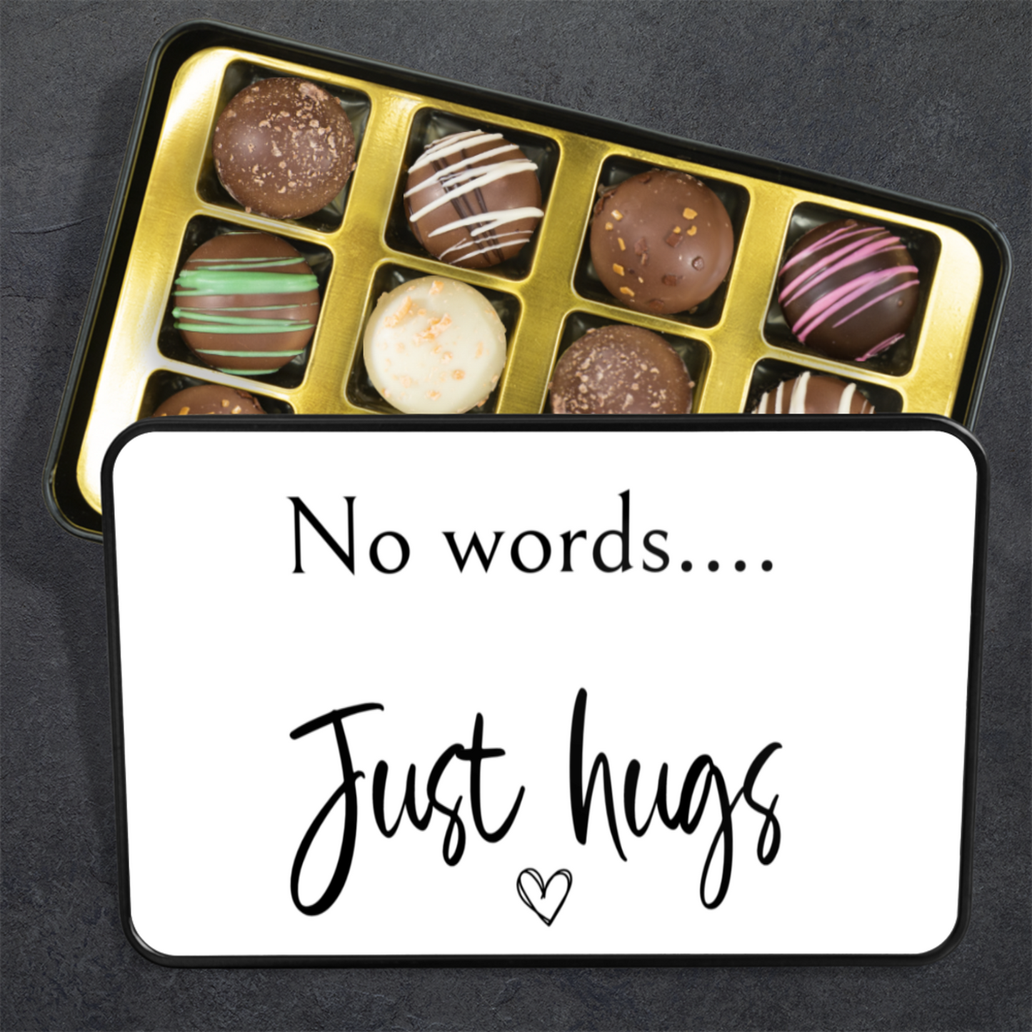 No Words Just Hugs, Gift for Friend in Need, Chocolate Truffles Box