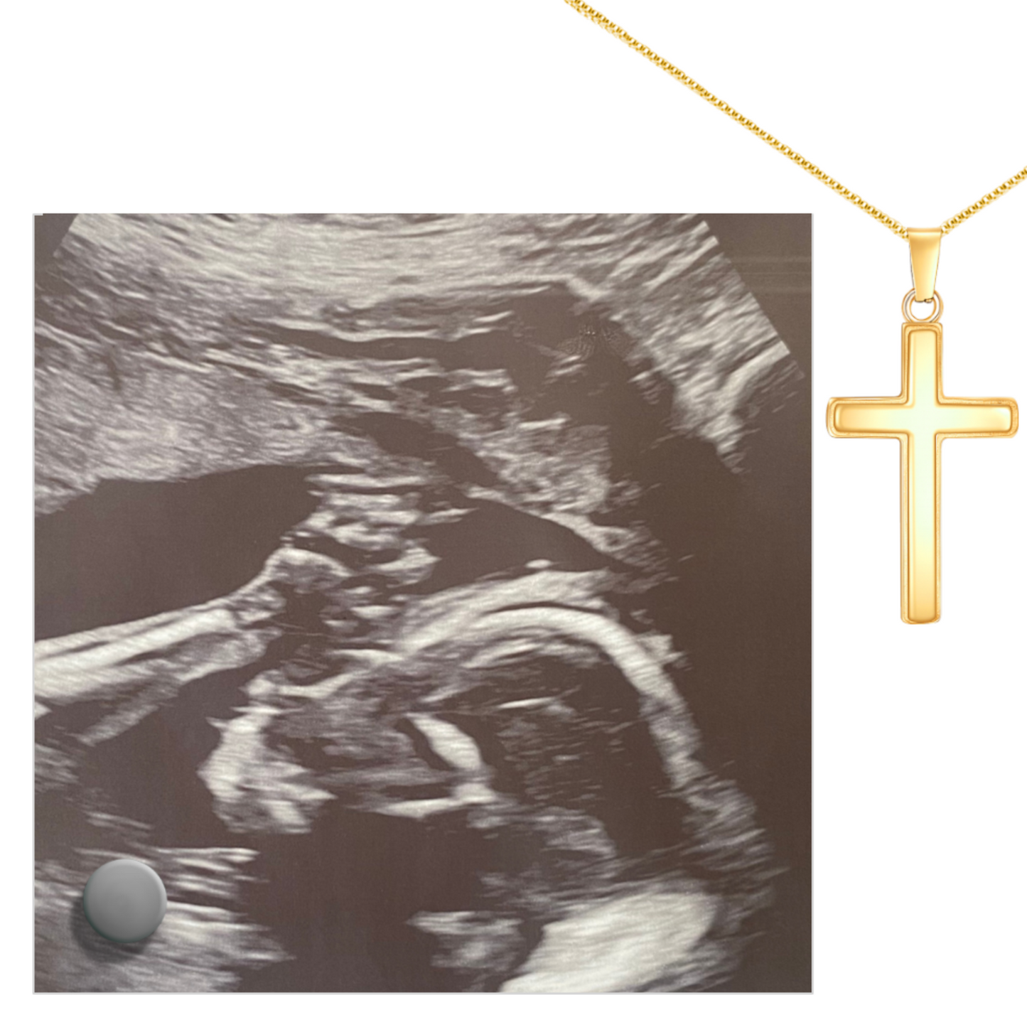 Sonogram Photo Stand and Gold Cross