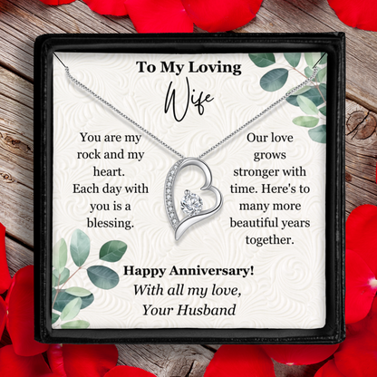 To My Wife Happy Anniversary Heart Pendant Necklace